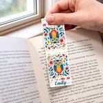 Personalized Folk Art Animal Flower Magnetic Bookmark Clip with Name Reading Birthday Gift for Book Lovers Bookworms