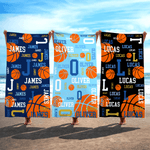 Personalised Basketball Design Quick Dry Oversized Microfiber Beach Towel with Name and Initial Beach Party Holiday Gift for Basketball Lovers