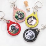 Personalised Pet Photo Leather Keychain with Message Memorial Sympathy Gift for Pet Lovers