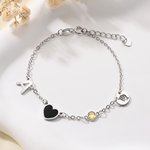 Personalized Constellation Birthstone Initial Heart Pendants Bracelet Daily Use Anniversary Birthday Gift for Woman Friend Girlfriend