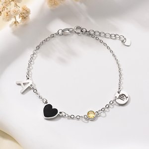 Personalized Constellation Birthstone Initial Heart Pendants Bracelet Daily Use Anniversary Birthday Gift for Woman Friend Girlfriend