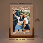 Personalized Photo LED Acrylic Night Light with Name Year and Wooden Base Home Decor Birthday Valentine's Day Gift for Best Friend Couple