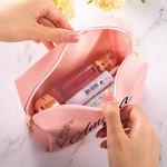Borsa per il trucco personalizzata di grande capacità in pelle con nome, regalo di matrimonio e compleanno per lei
