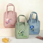 Personalized Birth Flower Gemstone PU Leather Makeup Bag with Name and Handle Travel Anniversary Birthday Gift for Women