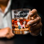 Personalized Face Photo Cartoon Couple Character 10 oz Rock Whisky Glass with Name Valentine's Day Anniversary Birthday Gift for Couple