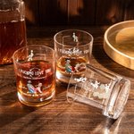 Personalized Face Photo Cartoon Couple Character 10 oz Rock Whisky Glass with Name Valentine's Day Anniversary Birthday Gift for Couple