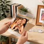 Personalized Photo LED Acrylic Night Light with Name Year and Wooden Base Home Decor Birthday Valentine's Day Gift for Best Friend Couple