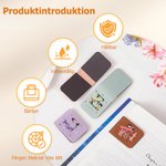 Personligt bokmärke för födelsedag i PU-läder med magnet och tecknad figur samt namn och initialer perfekt present till bokälskare