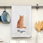 Gepersonaliseerde theedoek met foto van huisdier in aquarelstijl met naam Keukendecor voor dagelijks gebruik Verjaardagscadeau voor huisdiereigenaren