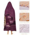 Personalised Retro Heart Cartoon Character  Soft Hooded Blanket with 1-8 Names  Home Decor Birthday Gift for Women