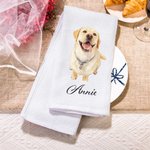 Gepersonaliseerde theedoek met foto van huisdier in aquarelstijl met naam Keukendecor voor dagelijks gebruik Verjaardagscadeau voor huisdiereigenaren