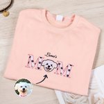 Personalised Embroidered Pet Photo Mom Soft T-shirt Sweatshirt Hoodie with Name Mother’s Day Birthday Gift for Mom Pet Lover Owners