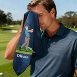 Personalised Cartoon Golf Character Magnetic Waffle Sport Towel with Name and Hanging Clip Daily Training Game Day Golf Weekend Gift for Golf Players
