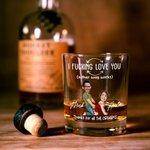 Personalized Face Photo Cartoon Couple Character 10 oz Rock Whisky Glass with Name Valentine's Day Anniversary Birthday Gift for Couple