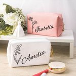 Borsa per il trucco personalizzata di grande capacità in pelle con nome, regalo di matrimonio e compleanno per lei