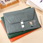 Personalised Cartoon Character Birth Flower PU Leather File Folder Briefcase with Name Portable Business Trip Supplies Birthday Gift for Staff