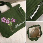 Personalisierte Cord Shopper mit Geburtsblumen und Namen große Kapazität stylische Tragetasche Alltag Muttertag Geburtstag Geschenk für Damen