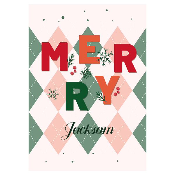 Argyle Pattern Merry Christmas Ecard