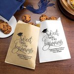 Personalized Grad Cap Smart Biscuit Food-Grade Paper Treat Bags with Name Set of 20 Graduation Party Favors Gift for Class of 2026 Graduates Seniors