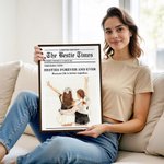 Personalised The Besties Times Newspaper Design Photo Canvas Painting with Text Home Decor Birthday Gift for Best Friend