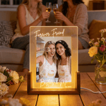 Personalized Photo LED Acrylic Night Light with Name Year and Wooden Base Home Decor Birthday Valentine's Day Gift for Best Friend Couple