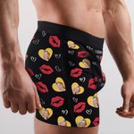 Personalized I Licked It Red Lip Heart Photo Men's Underwear Boxer Brief with Name Valentine's Day Anniversary Gift for Couple Partner