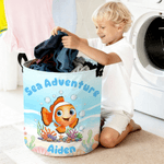Personalized Cute Cartoon Marine Animal Storage Basket with Name Toy Organizer Birthday Gift for Kids Parents