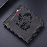Portefeuille en Cuir Personnalisé avec Photo et Gravure Cadeau d'Anniversaire Fête des Père Saint-Valentin pour Hommes