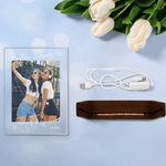 Personalized Photo LED Acrylic Night Light with Name Year and Wooden Base Home Decor Birthday Valentine's Day Gift for Best Friend Couple