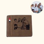 Portefeuille en Cuir Personnalisé avec Photo et Gravure Cadeau d'Anniversaire Fête des Père Saint-Valentin pour Hommes