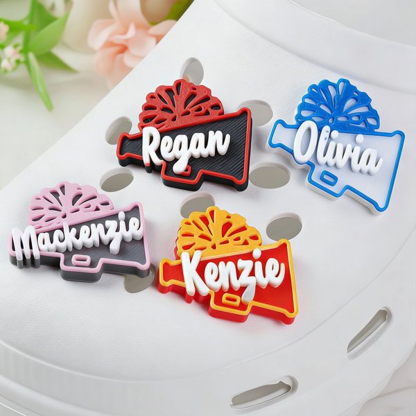 Personalizado 3D-impreso altavoz Pom Pom diseño del encanto del zapato con el nombre de zapatos de decoración de regalo para Cheerleaders