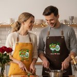 Personalized Cute Foodie Couple Adjustable Apron with Name Valentine's Day Anniversary Birthday Gift for Couple