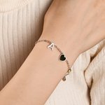 Personalized Constellation Birthstone Initial Heart Pendants Bracelet Daily Use Anniversary Birthday Gift for Woman Friend Girlfriend