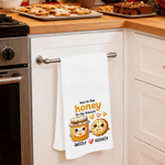 Personalized Cute Food Pattern Super Absorbent Waffle Tea Towel with Name Kitchen Decor Anniversary Valentine's Day Gift for Couple