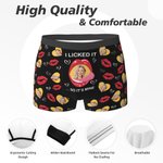 Personalized I Licked It Red Lip Heart Photo Men's Underwear Boxer Brief with Name Valentine's Day Anniversary Gift for Couple Partner