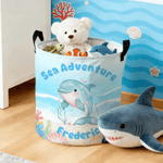 Personalized Cute Cartoon Marine Animal Storage Basket with Name Toy Organizer Birthday Gift for Kids Parents