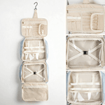 Personalized Portable Multi-Compartment PU Leather Travel Toiletry Bag with Name and Initial Birthday Wedding Gift for Women