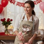 Personalized Cute Foodie Couple Adjustable Apron with Name Valentine's Day Anniversary Birthday Gift for Couple