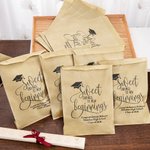 Personalized Grad Cap Smart Biscuit Food-Grade Paper Treat Bags with Name Set of 20 Graduation Party Favors Gift for Class of 2026 Graduates Seniors