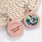 Personalised Pet Photo Leather Keychain with Message Memorial Sympathy Gift for Pet Lovers