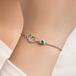 Personalisiertes Armband mit Doppelt Ineinandergreifenden Initialen und Geburtssteine Zarter Schmuck Geschenk zum Geburtstag Jahrestag für Damen