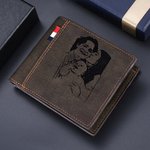Portefeuille en Cuir Personnalisé avec Photo et Gravure Cadeau d'Anniversaire Fête des Père Saint-Valentin pour Hommes