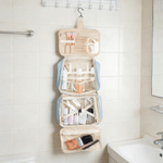 Personalized Portable Multi-Compartment PU Leather Travel Toiletry Bag with Name and Initial Birthday Wedding Gift for Women