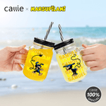 Personalized Cute Tail-Bouncing Marsupilami 16 oz Mason Jar with Handle Lid and Name Birthday Gift for Family Friends | Callie × Marsupilami®