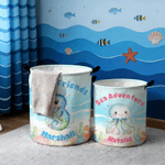 Personalized Cute Cartoon Marine Animal Storage Basket with Name Toy Organizer Birthday Gift for Kids Parents