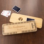 Personalised Wooden 3 Track Text Cribbage Board with Pegs and Poker Game Night Christmas Birthday Gift for Cribbage Lovers