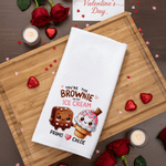 Personalized Cute Food Pattern Super Absorbent Waffle Tea Towel with Name Kitchen Decor Anniversary Valentine's Day Gift for Couple