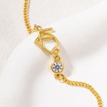 Personalisiertes Armband mit Doppelt Ineinandergreifenden Initialen und Geburtssteine Zarter Schmuck Geschenk zum Geburtstag Jahrestag für Damen