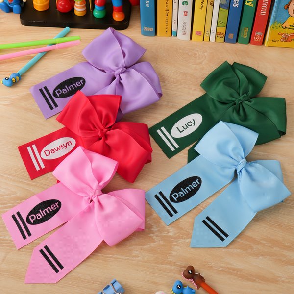Personalisierte Buntstift Stil Design Haarschleife mit Namen Haar Zubehör zurück zu Schule Geburtstag Geschenk für Mädchen