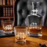 Personalised Vintage Wreath whisky Hexagonal Decanter with Name and Initial Father's Day Birthday Gift for Father Bartender